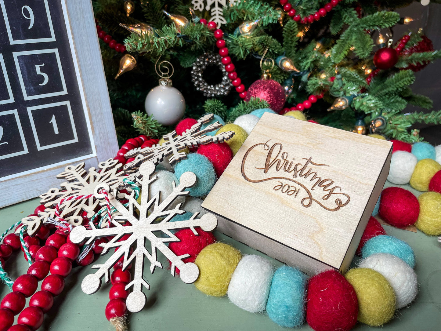 Nine Christmas Ornaments With Free Box | Holiday Decor | Holiday Gift | Personalize Gift | Snowflake Ornament | Free Shipping