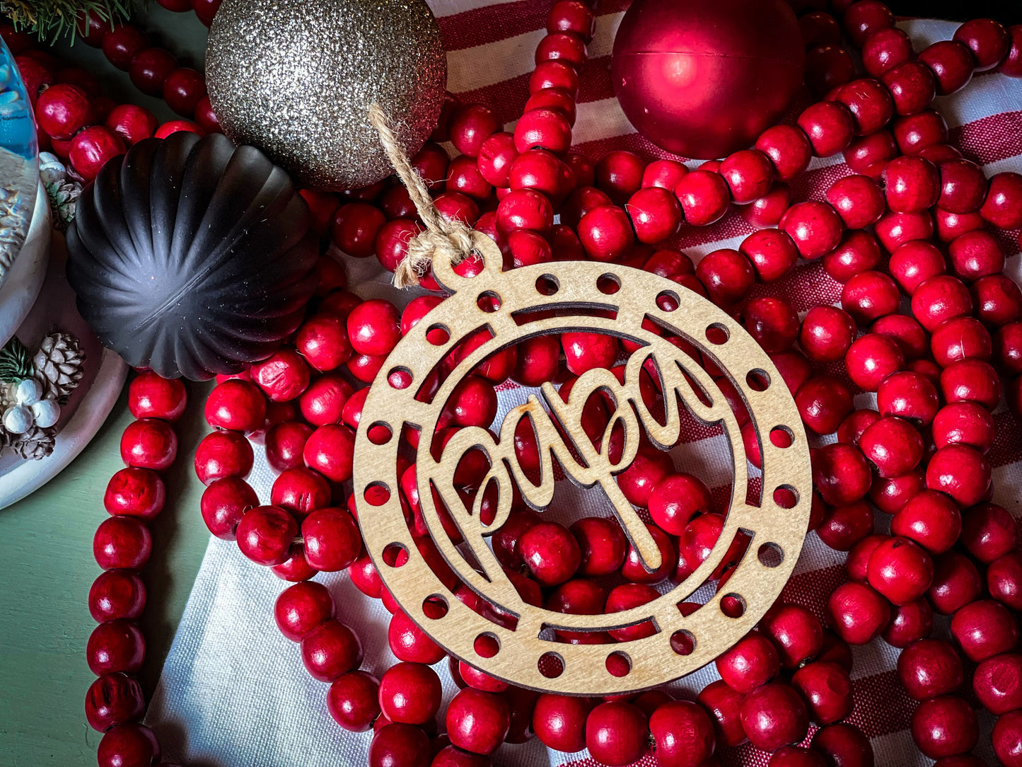 Wood Christmas Tree Ornaments | Gigi | Gram | Grampy | Dad | Mom | Papa | Nana | Mama | Holiday Decoration | Handmade Christmas Gift
