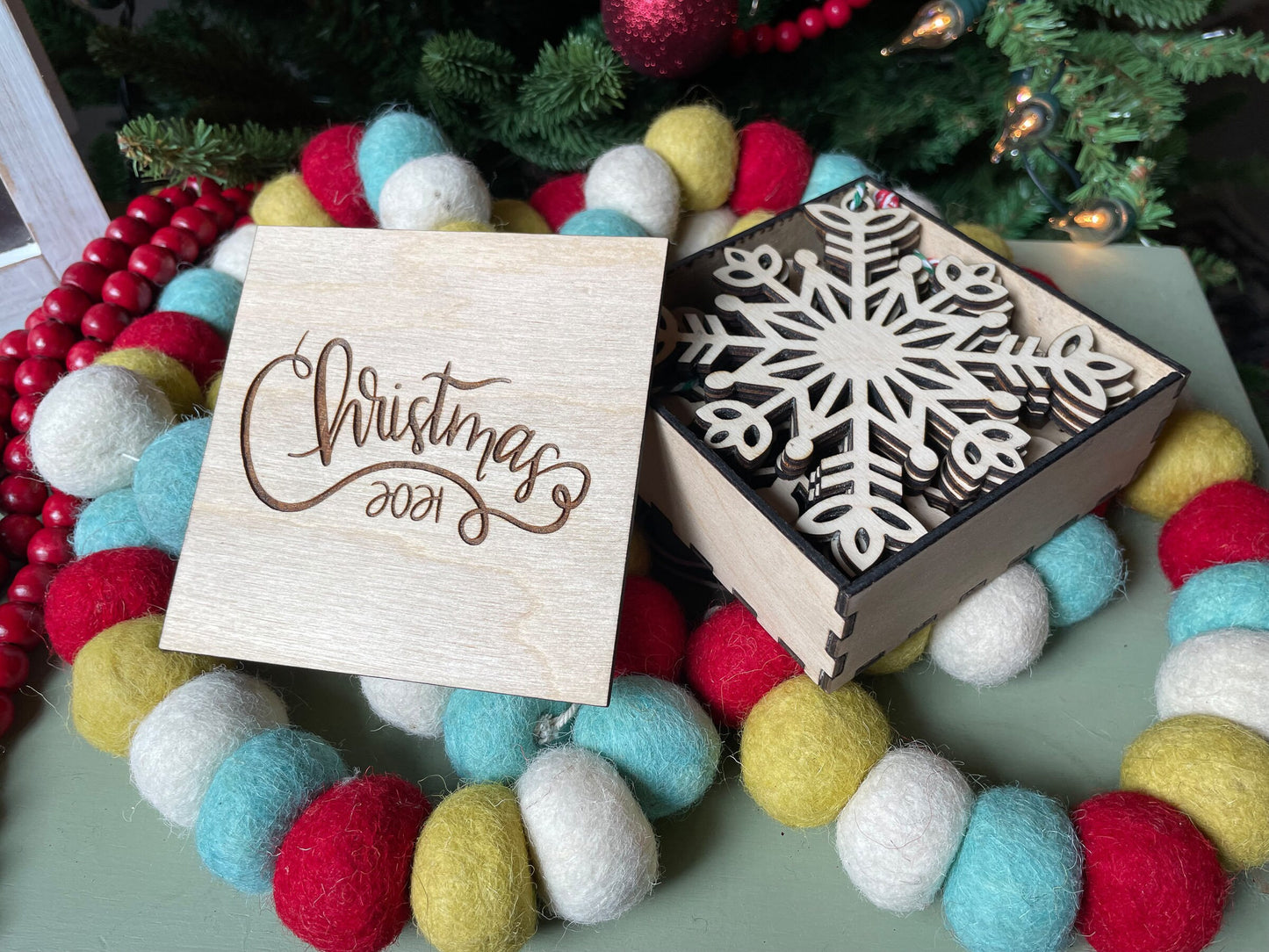 Nine Christmas Ornaments With Free Box | Holiday Decor | Holiday Gift | Personalize Gift | Snowflake Ornament | Free Shipping