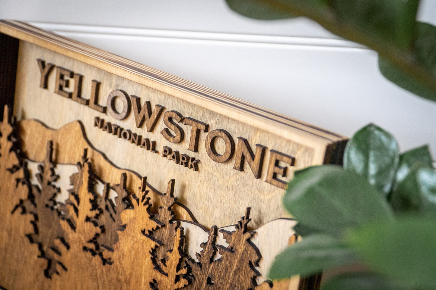 Yellowstone National Park Wood Sign: Layered Stained Laser Cut Art