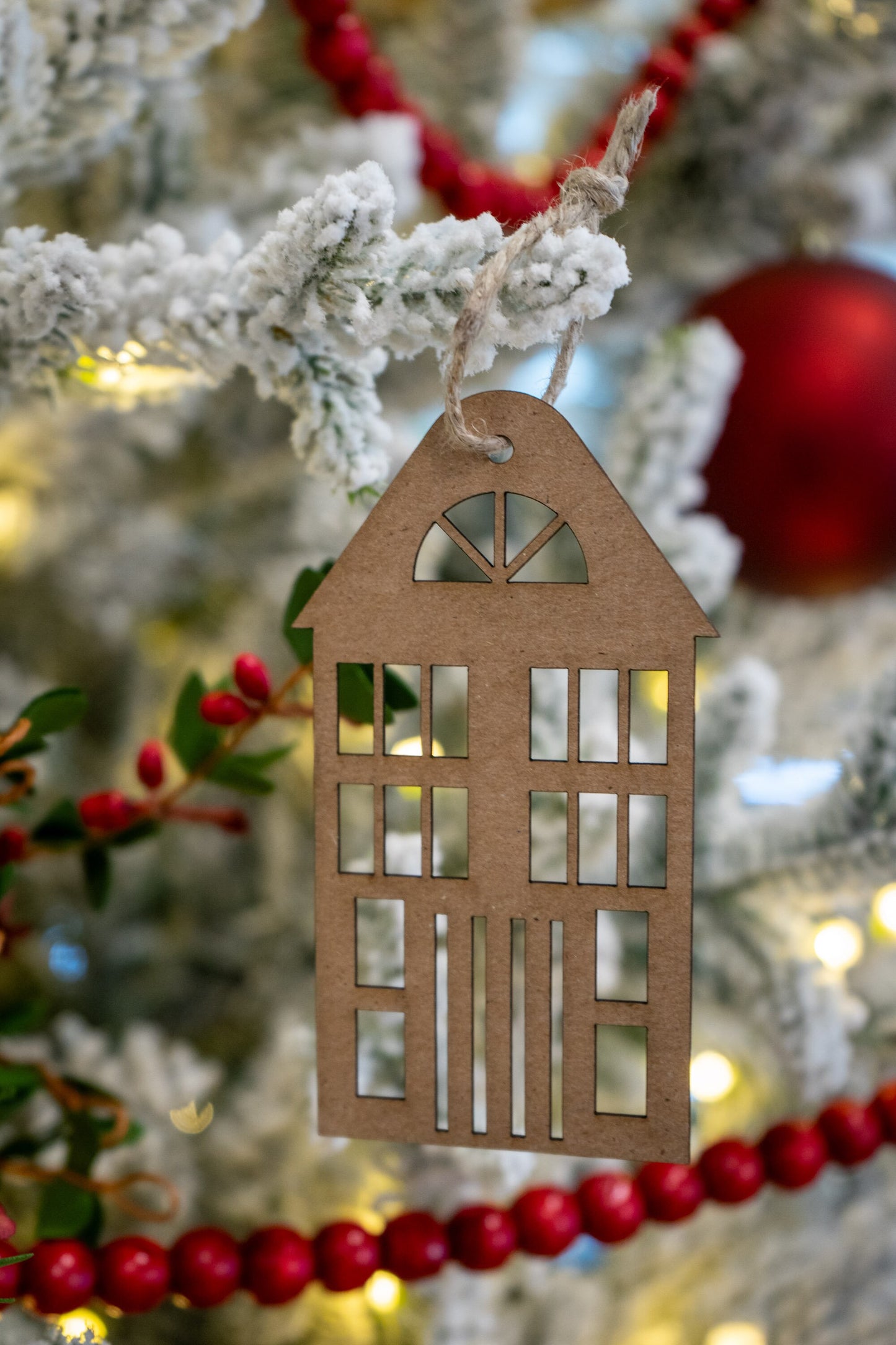 Set of 10 Unfinished Chipboard Putz House Christmas Ornaments - DIY Family Craft Kit