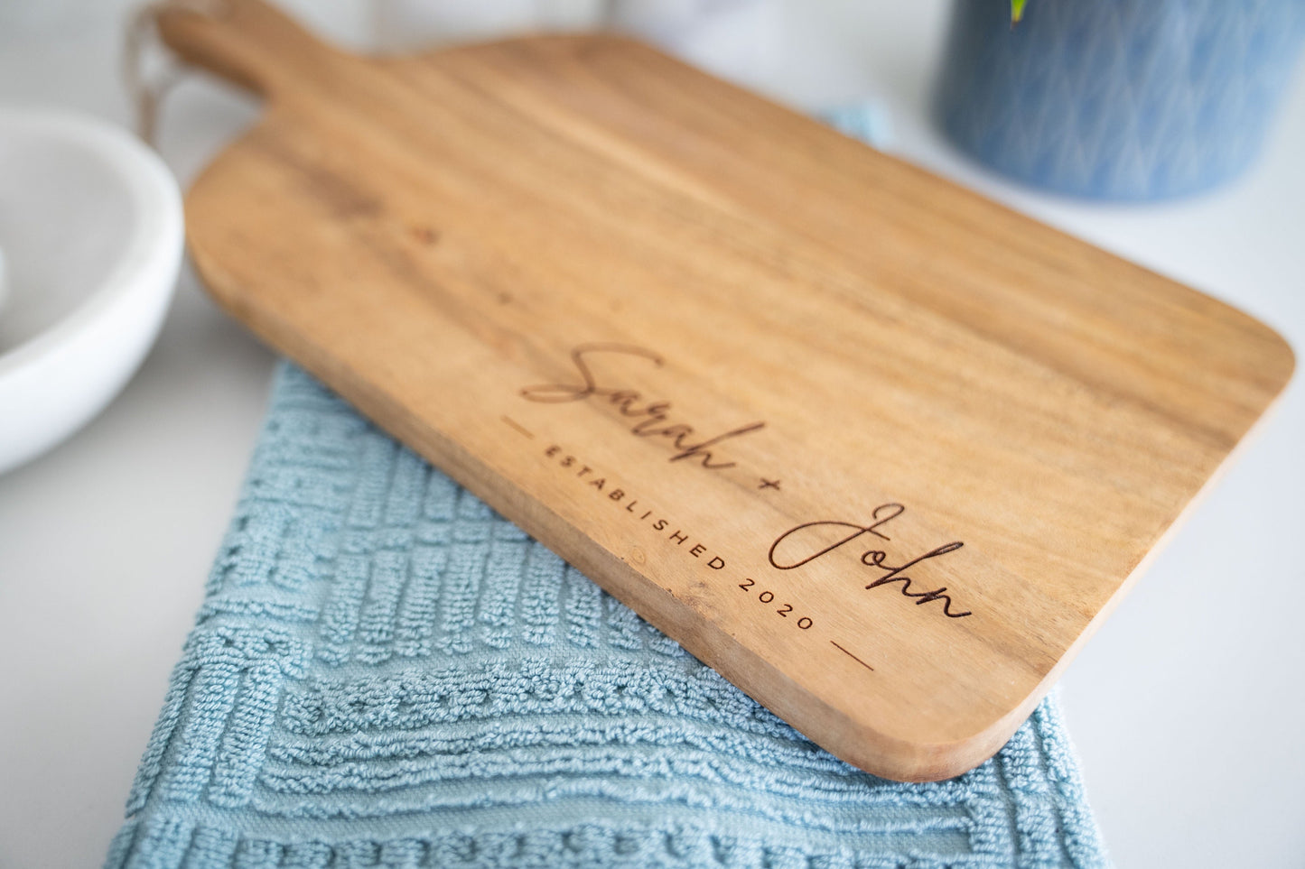 Personalized Engraved Wedding Cutting Board | Personalized Names & Date Kitchen Decor Acacia Wood - Christmas Gift