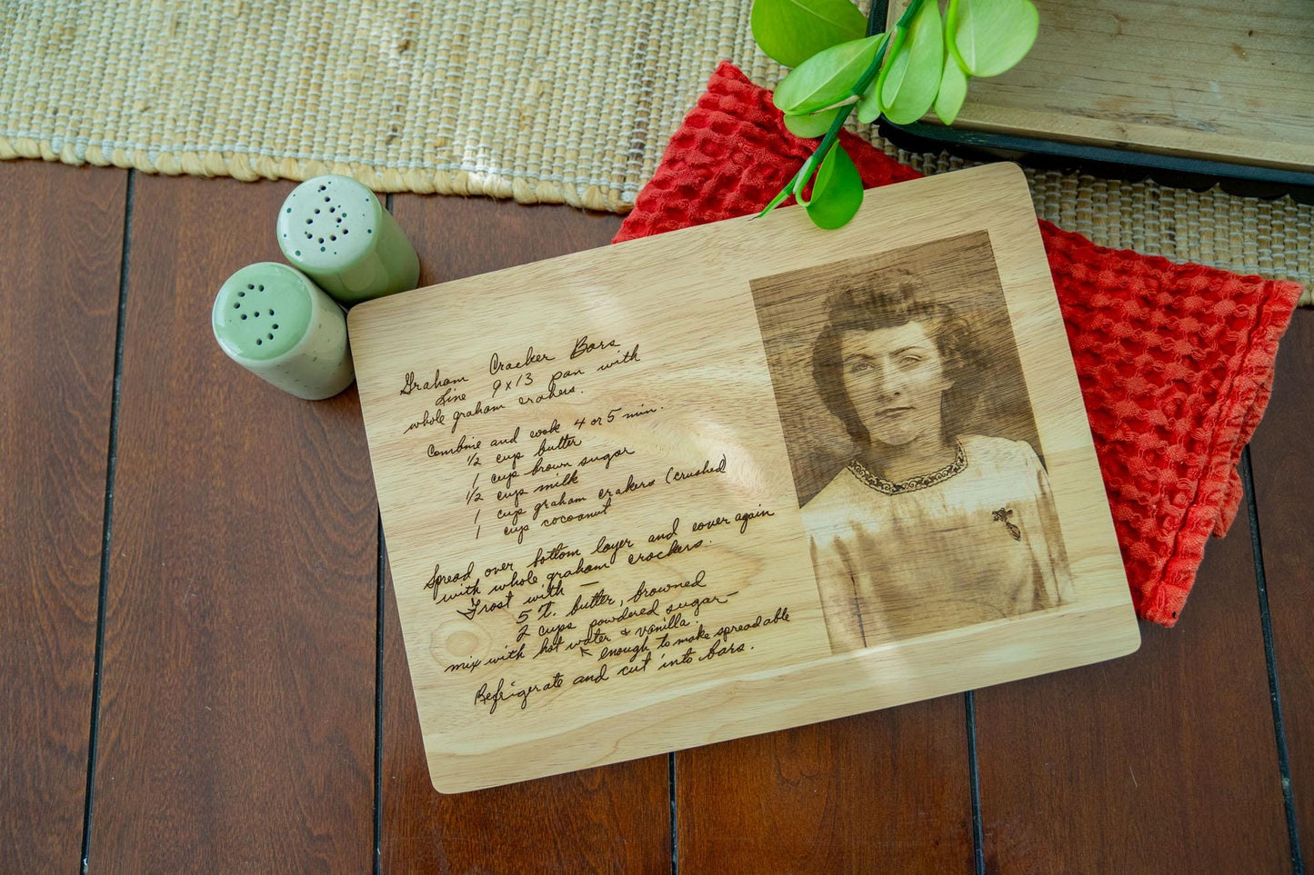Personalized Recipe and Photo Cutting Board: Engraved Handwritten Family Keepsake