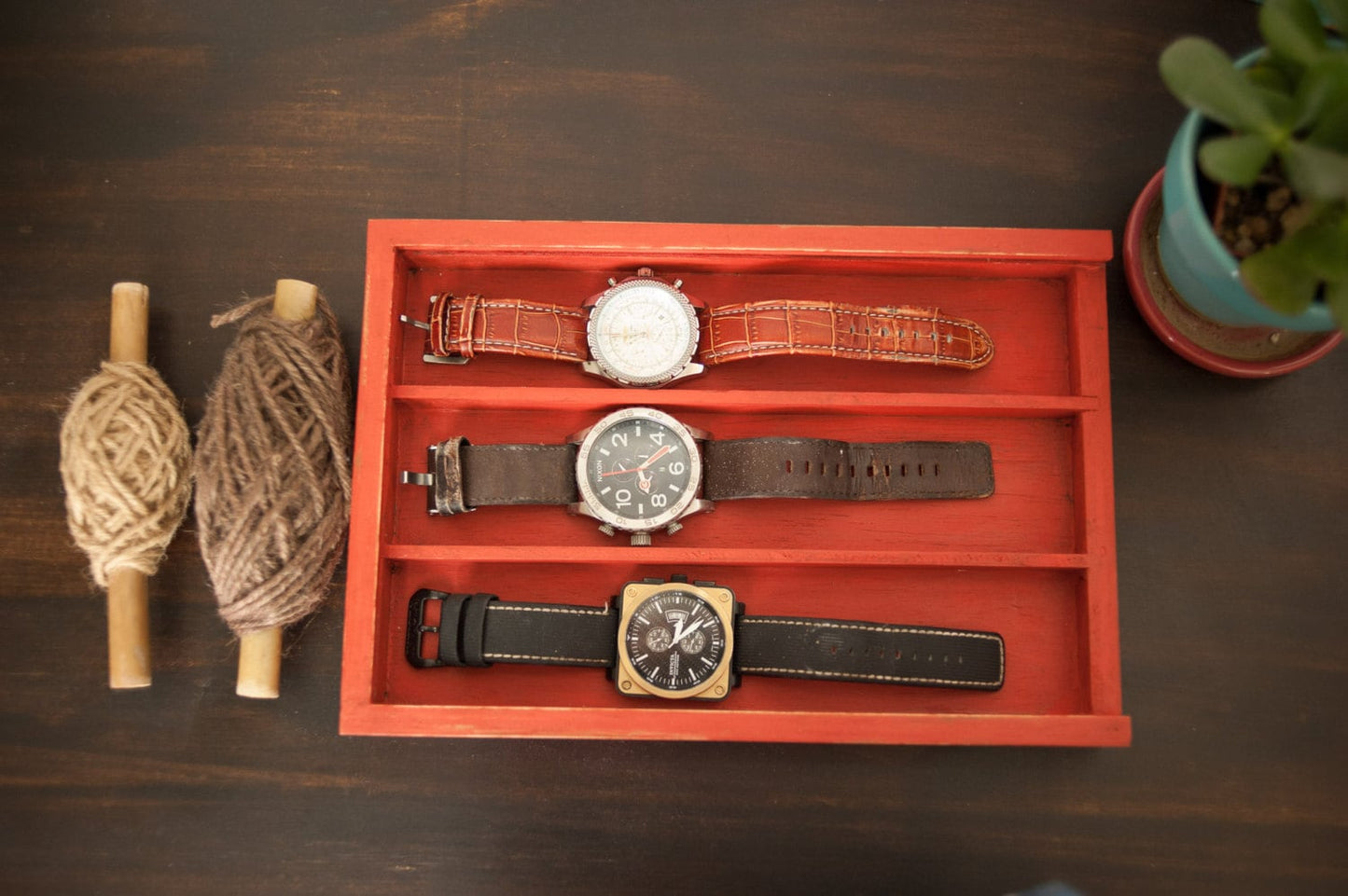 3 Watch Custom Handmade watch box - Cameo Color