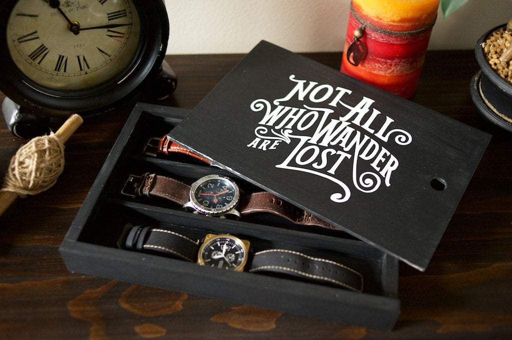 3 Watch Custom Handmade watch box - Carbon Color