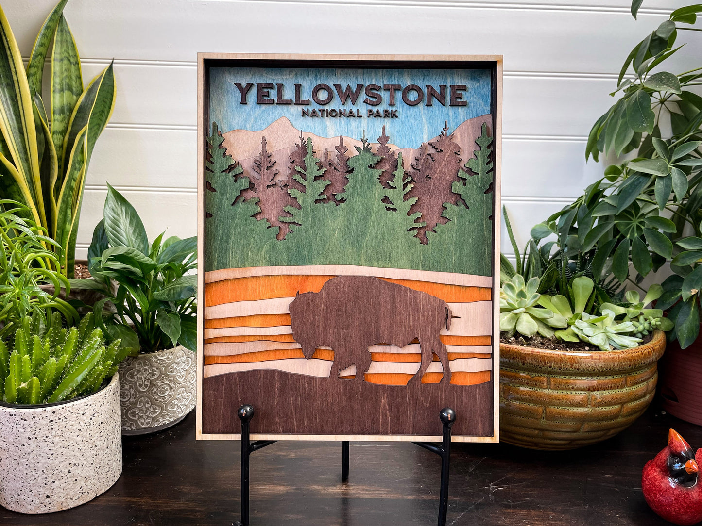 Yellowstone National Park Wood Layered Sign | Outdoor Enthusiast Gift | Laser Cut Sign | Holiday Gift | Christmas Gift