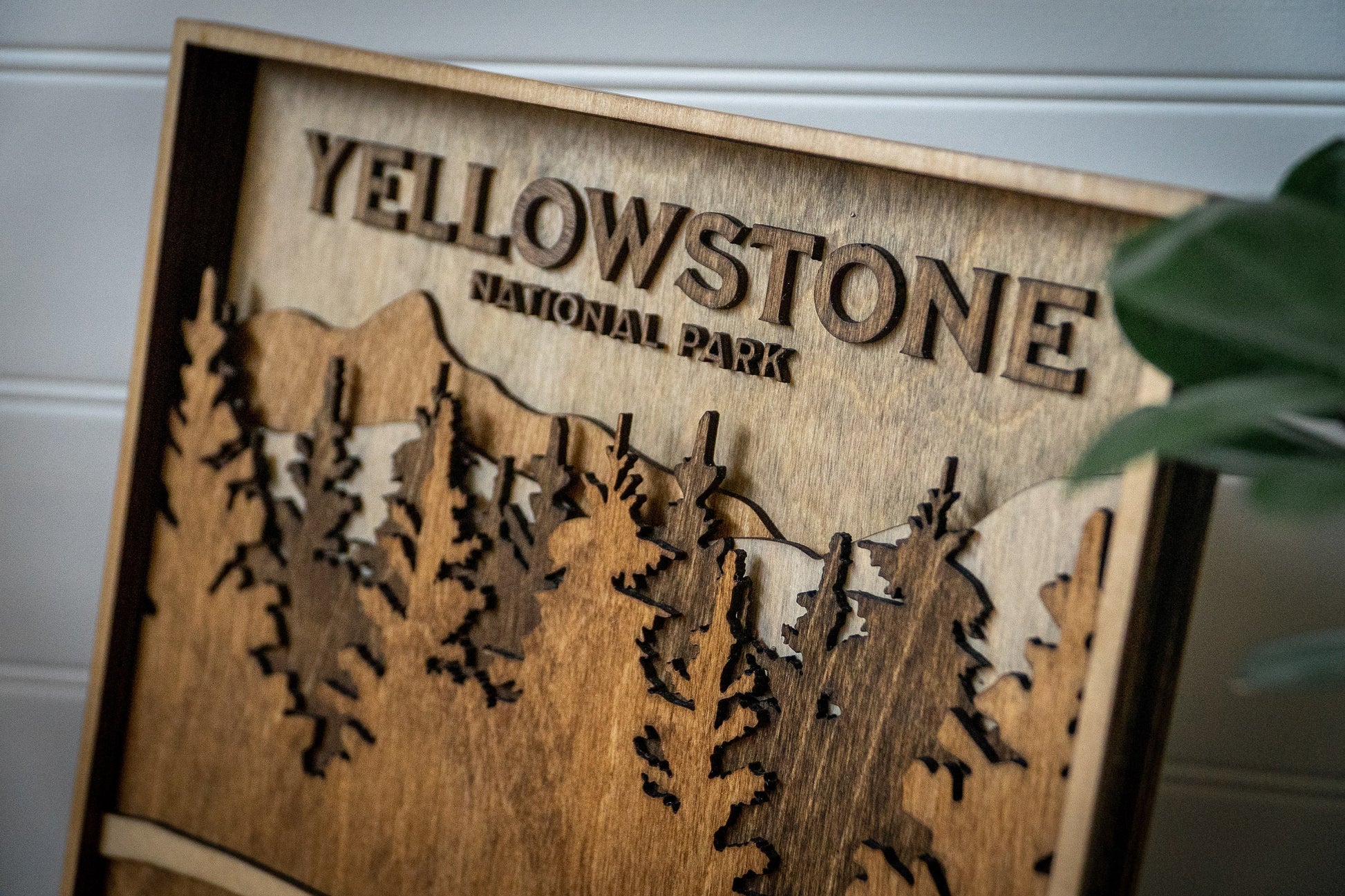 Yellowstone National Park Wood Layered Sign Stained | Outdoor Enthusiast Gift | Laser Cut Wood Stained Sign