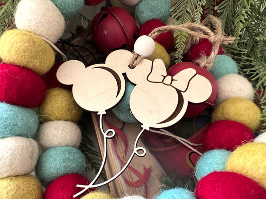 Mickey and Minnie Balloon Ornament | Christmas Disney Inspired Ornament | Disney Inspired Mickey Head Ornament | Personalized