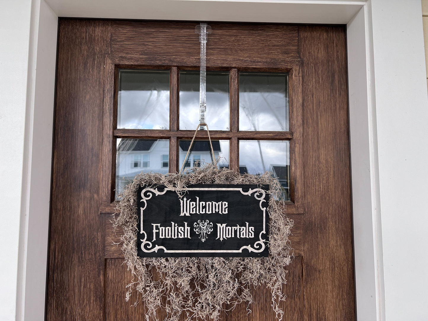 Vintage Welcome Foolish Mortals Wood Sign - Year-Round & Halloween Decor