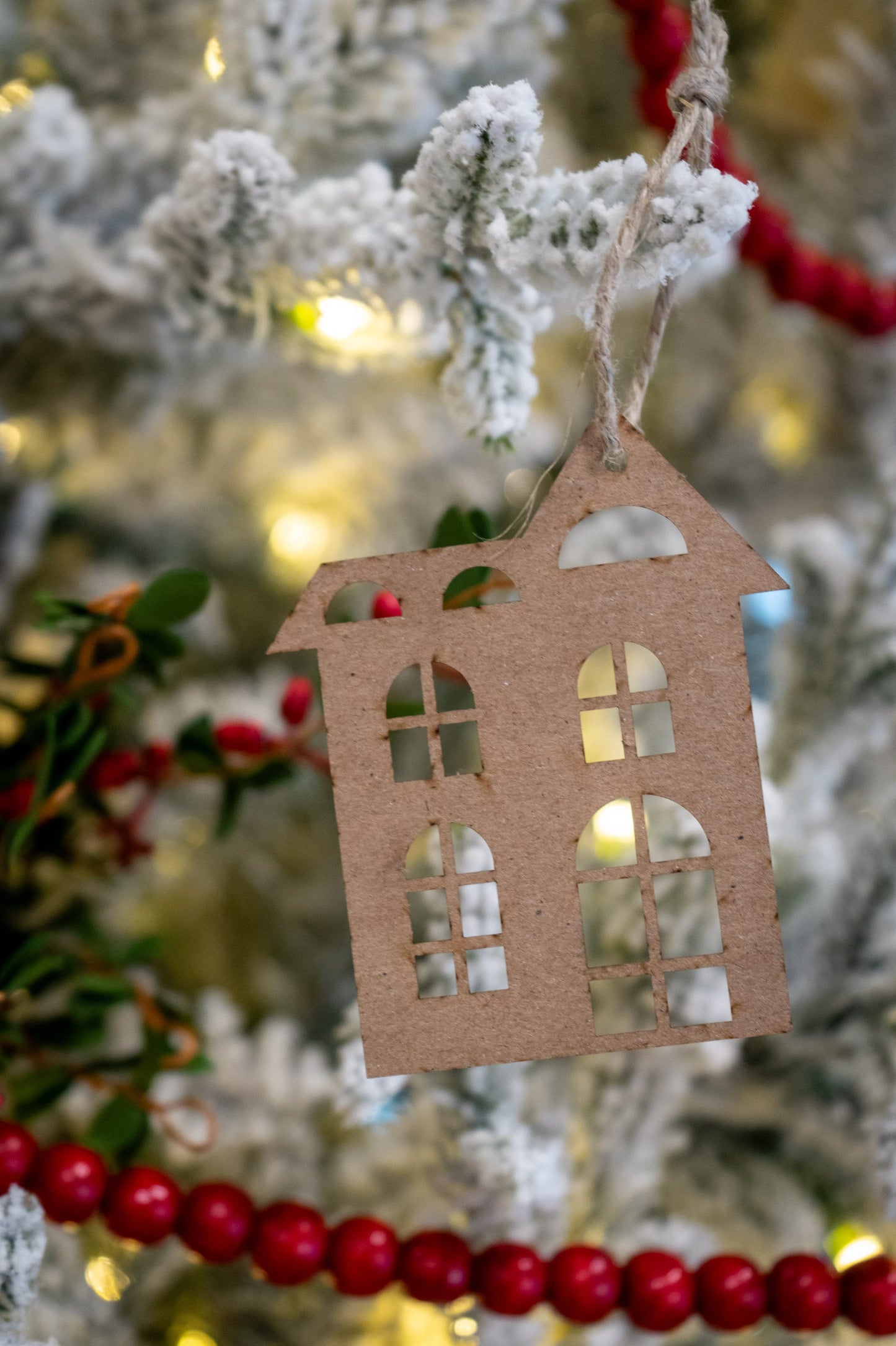 Set of 10 Unfinished Chipboard Putz House Christmas Ornaments - DIY Family Craft Kit