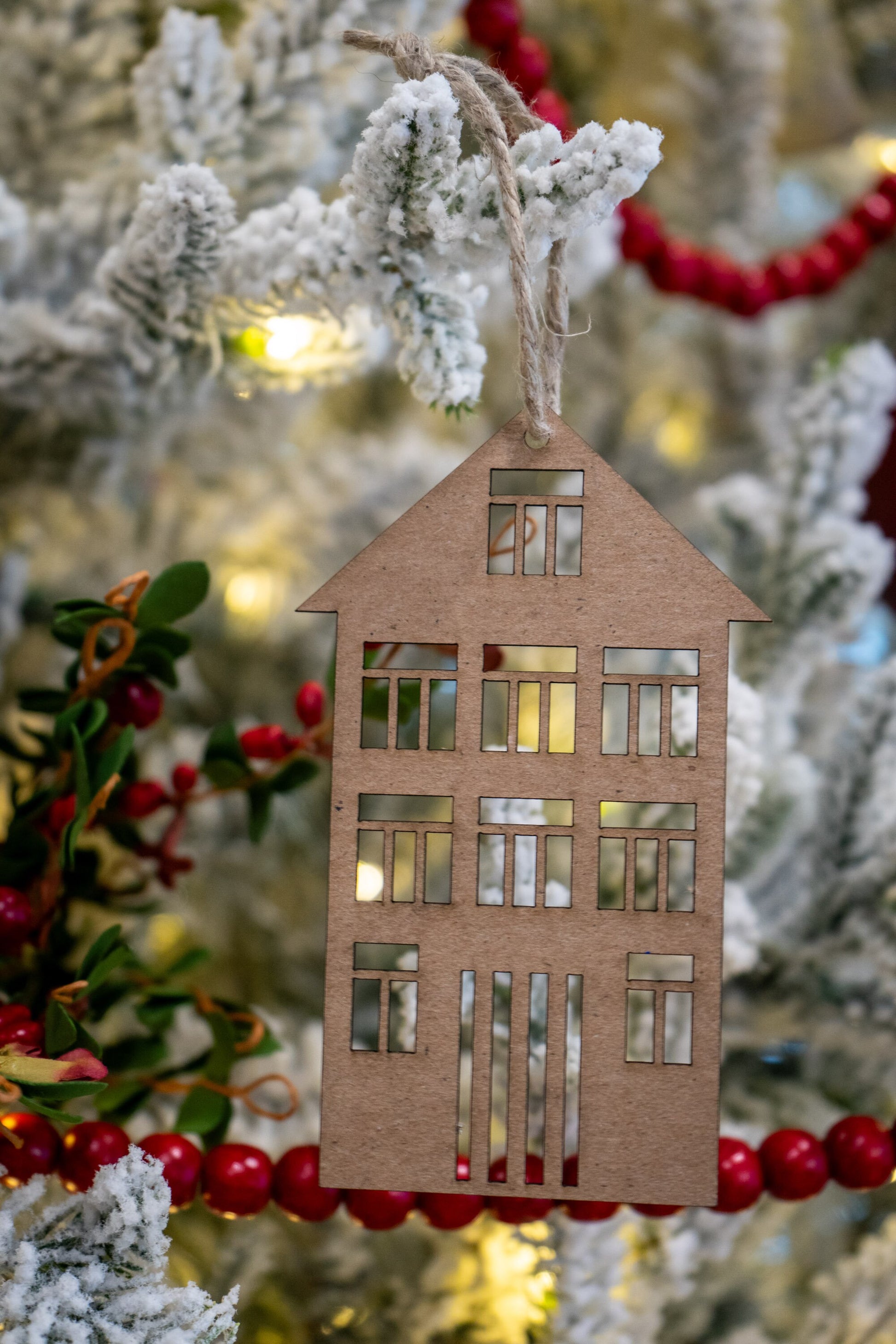 Set of 10 Unfinished Chipboard Putz House Christmas Ornaments - DIY Family Craft Kit