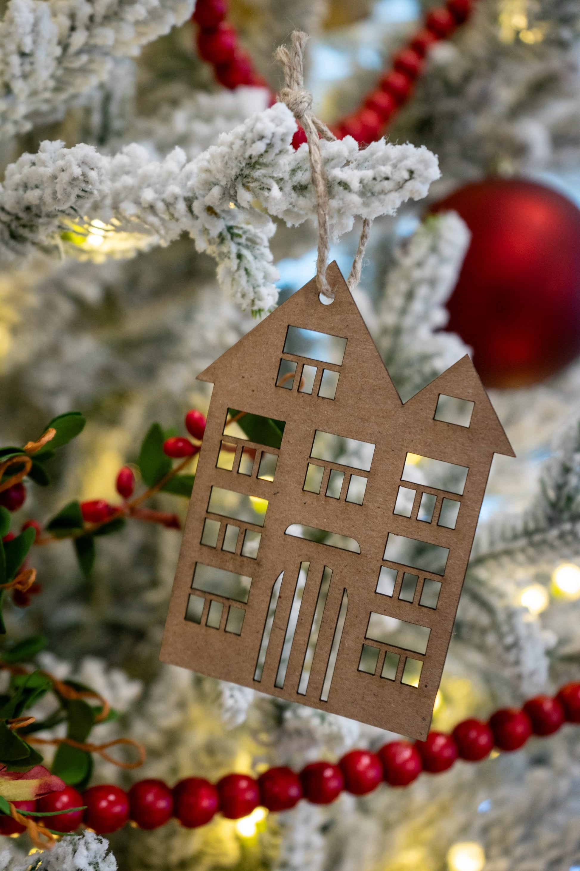 Set of 10 Unfinished Chipboard Putz House Christmas Ornaments - DIY Family Craft Kit