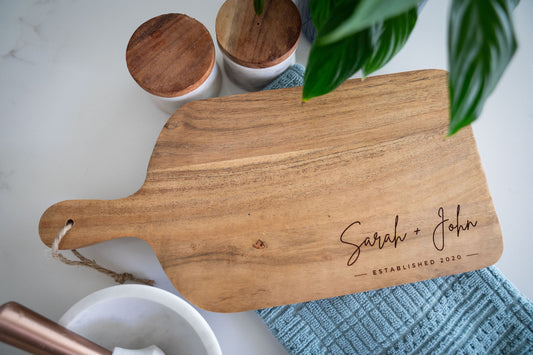 Personalized Engraved Wedding Cutting Board | Personalized Names & Date Kitchen Decor Acacia Wood - Christmas Gift