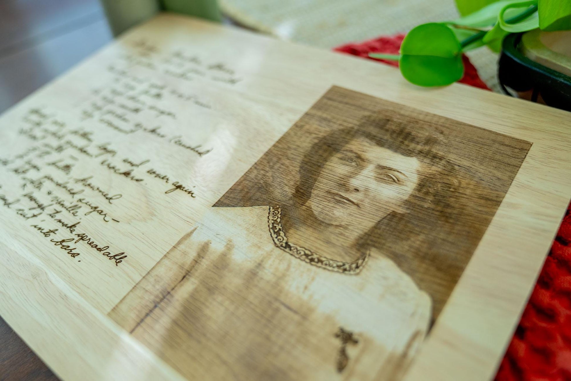 Personalized Recipe and Photo Cutting Board: Engraved Handwritten Family Keepsake
