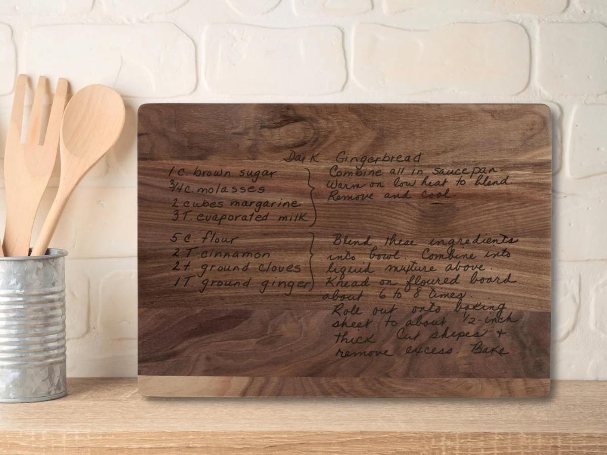 Walnut Cutting Board with Recipe engraving.