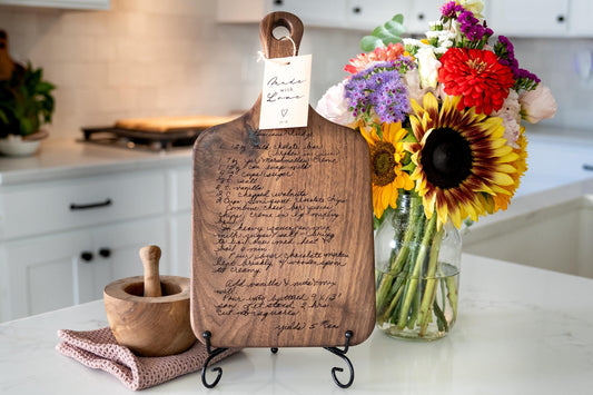 Personalized Handwritten Recipe Cutting Board: Engraved Walnut Keepsake