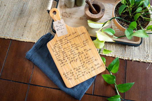 Personalized Hickory Cutting Board with Handwritten Recipe | Cutting Board With Recipe Gift Best Christmas Gift
