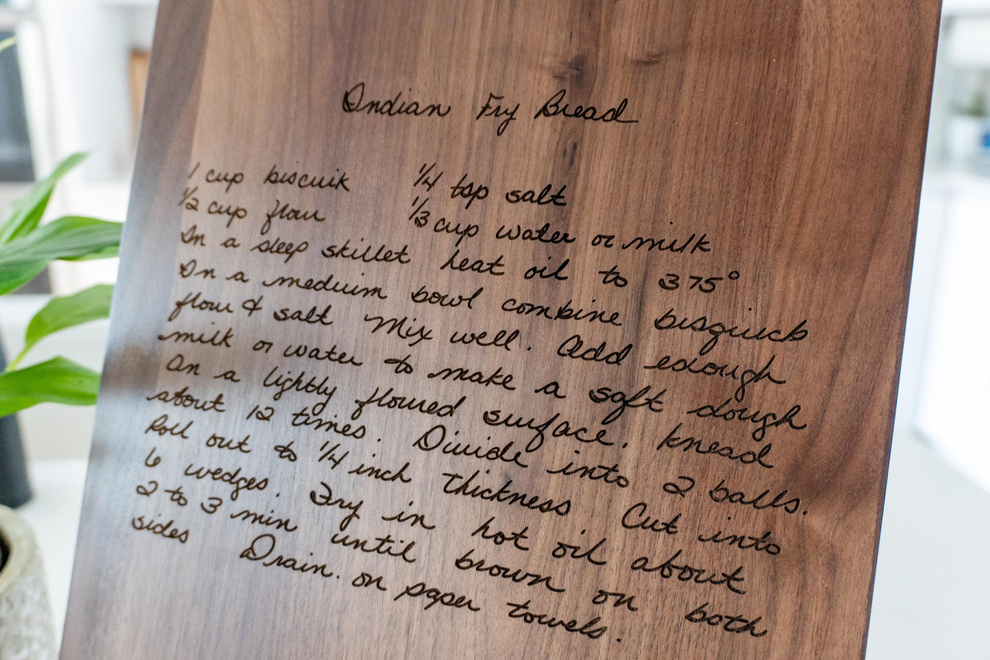 Walnut Cutting Board with Recipe engraving.