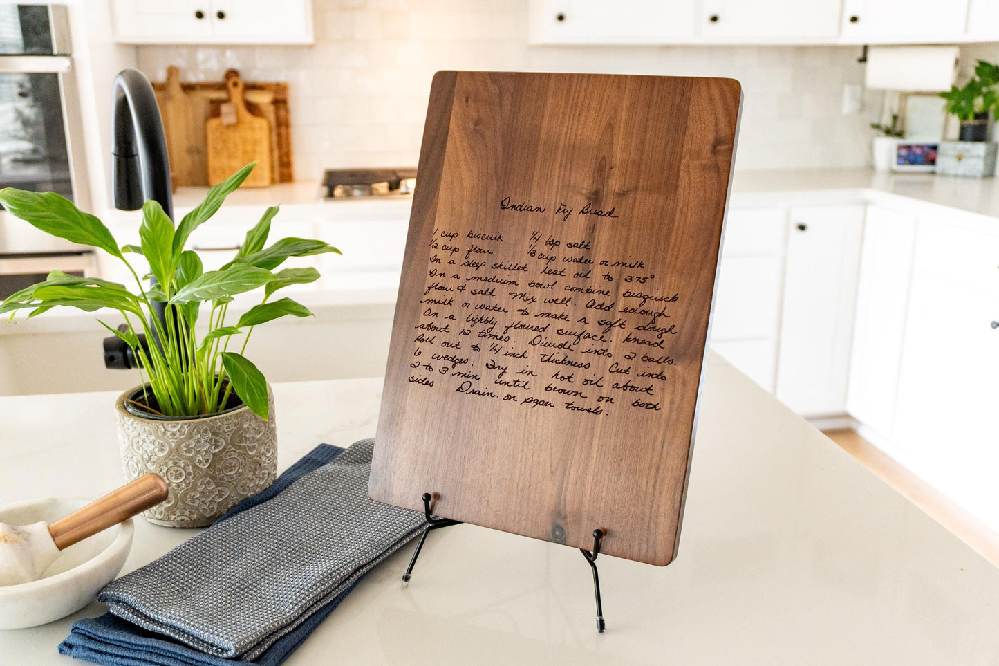 Walnut Cutting Board with Recipe engraving.