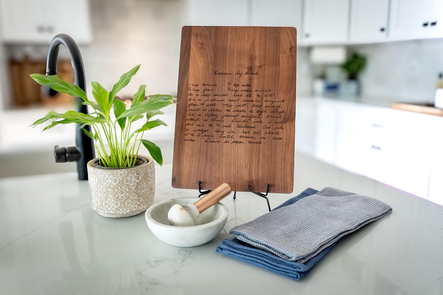 Walnut Cutting Board with Recipe engraving personalized.
