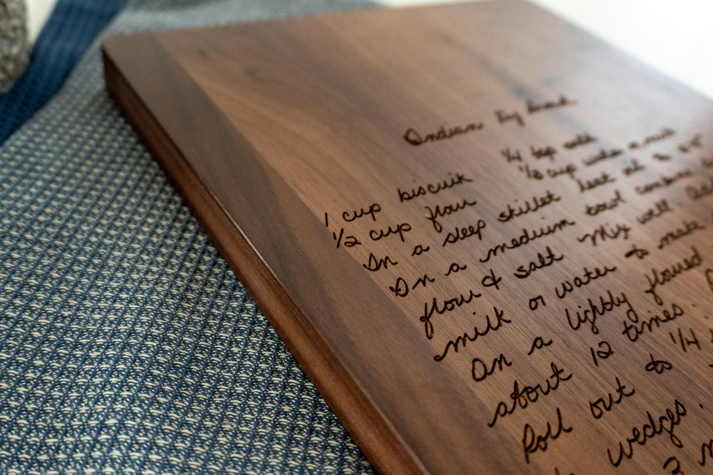 Walnut Cutting Board with Recipe engraving.