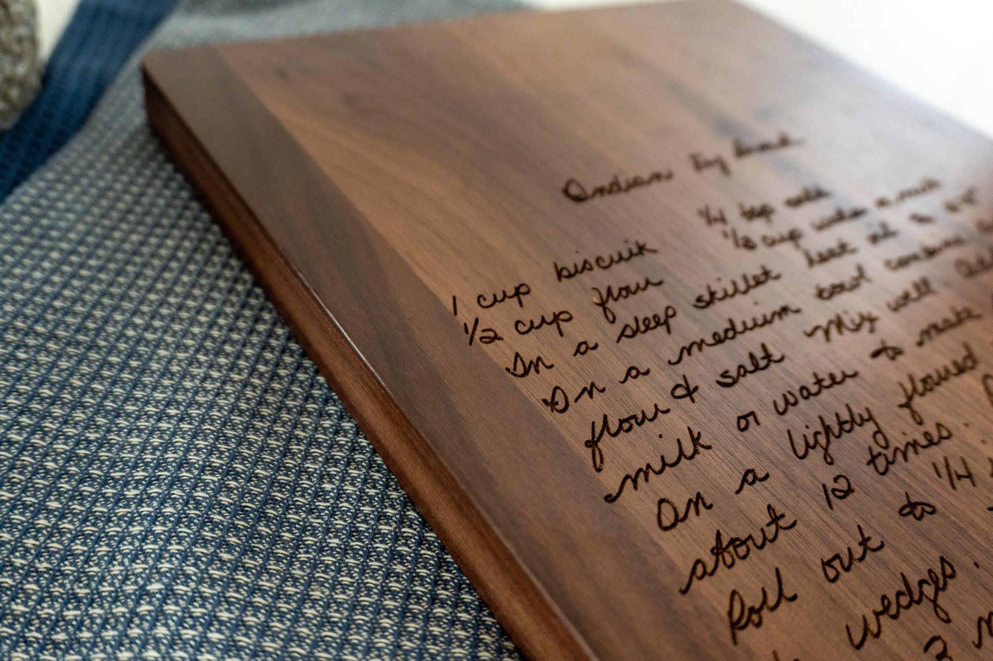 Walnut Cutting Board with Recipe engraving.