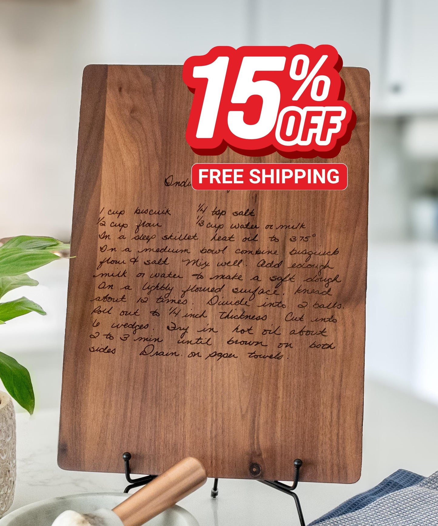 Walnut Cutting Board with Recipe engraving personalized.