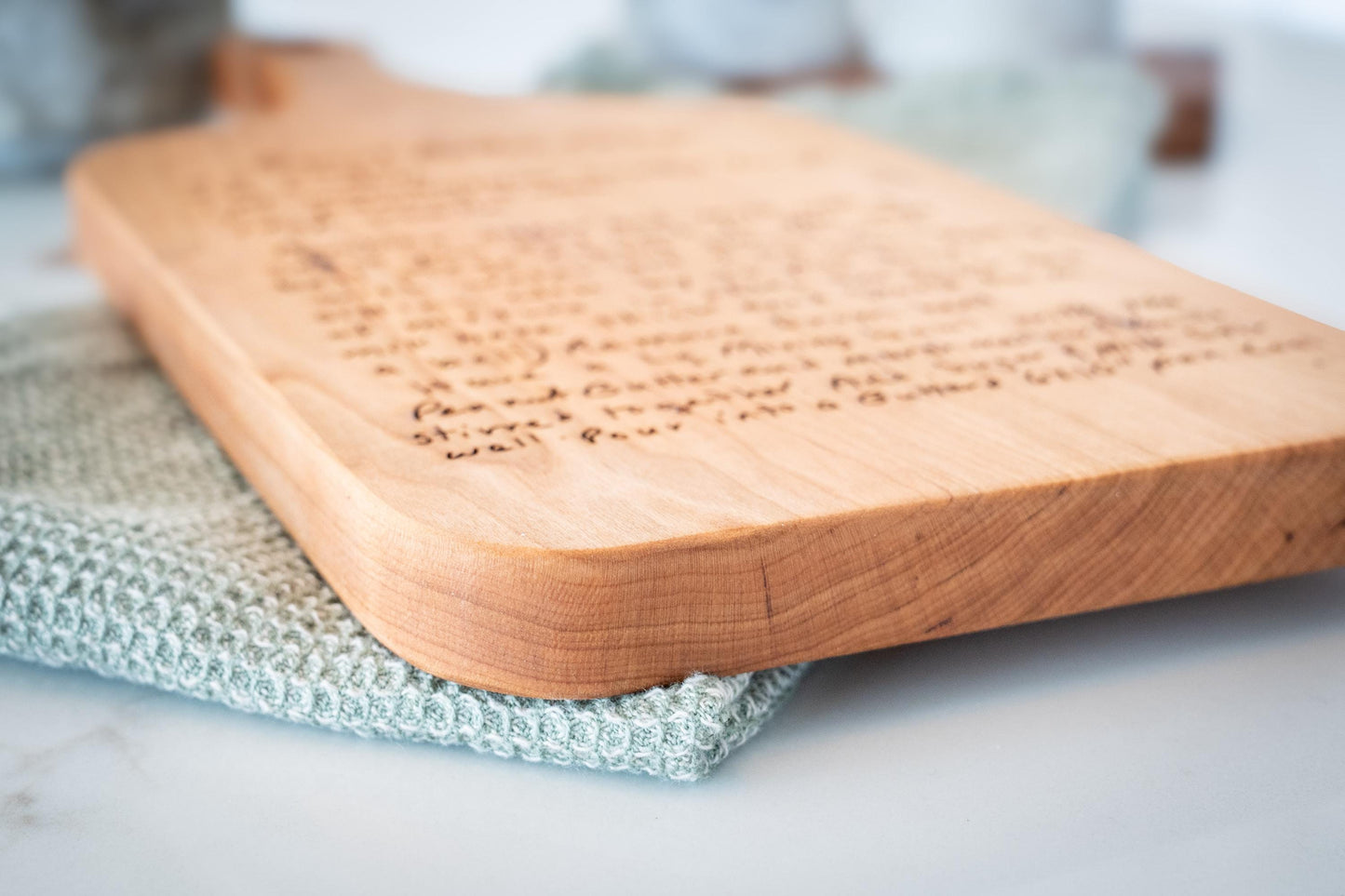 Personalized Handwritten Recipe Cutting Board: Acacia Wood Family Keepsake - Christmas Gift