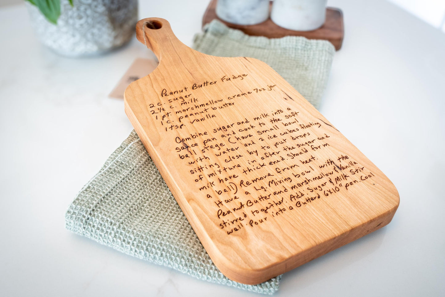 Personalized Handwritten Recipe Cutting Board: Acacia Wood Family Keepsake - Christmas Gift