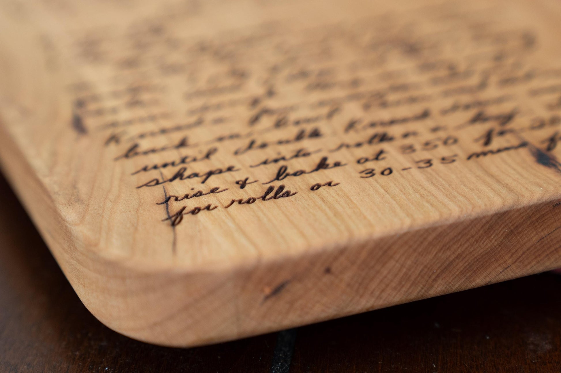 Personalized Engraved Cherry Wood Recipe Cutting Board: Handwritten Keepsake - Christmas Gift