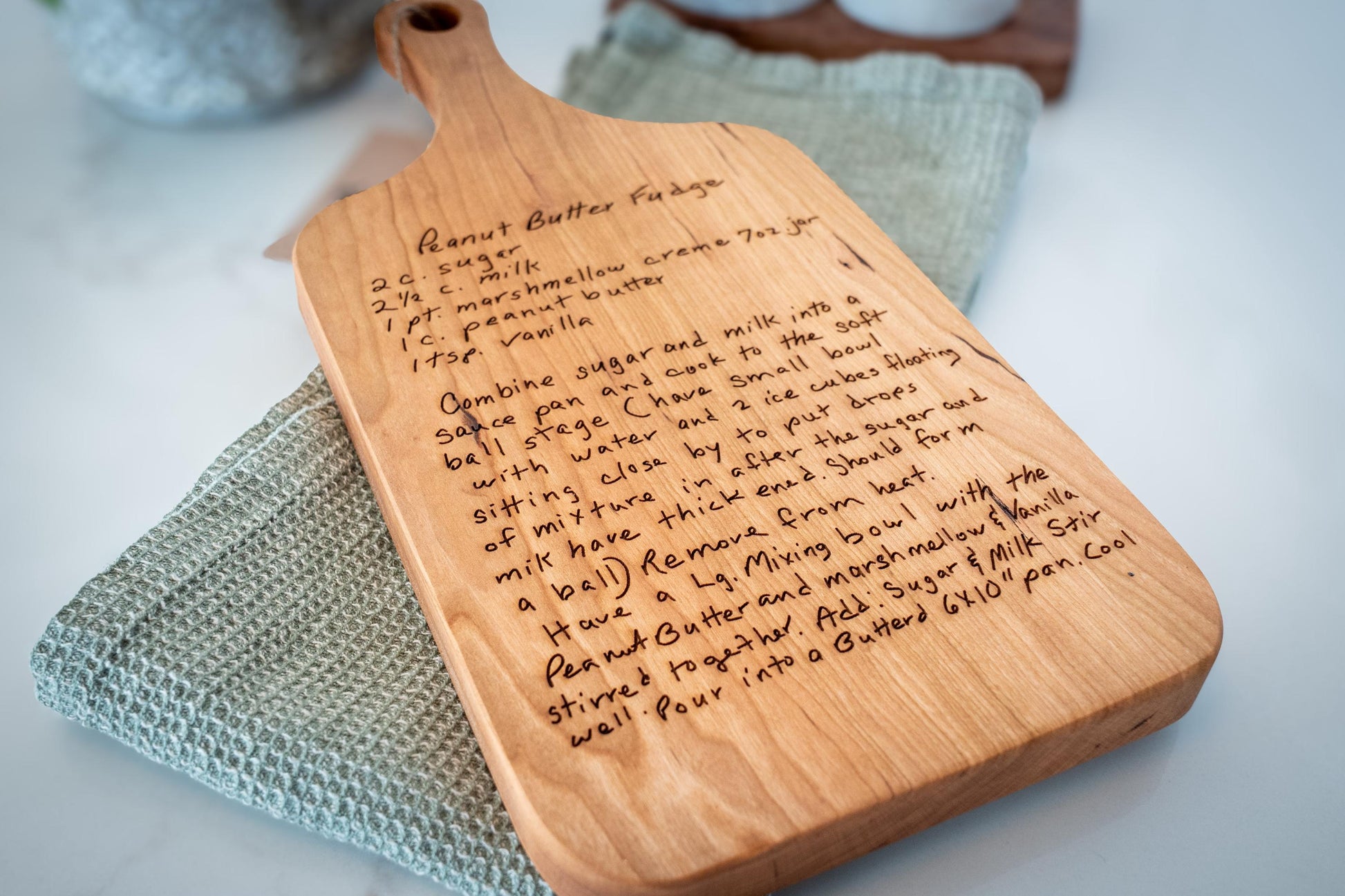 Personalized Handwritten Recipe Cutting Board: Acacia Wood Family Keepsake - Christmas Gift