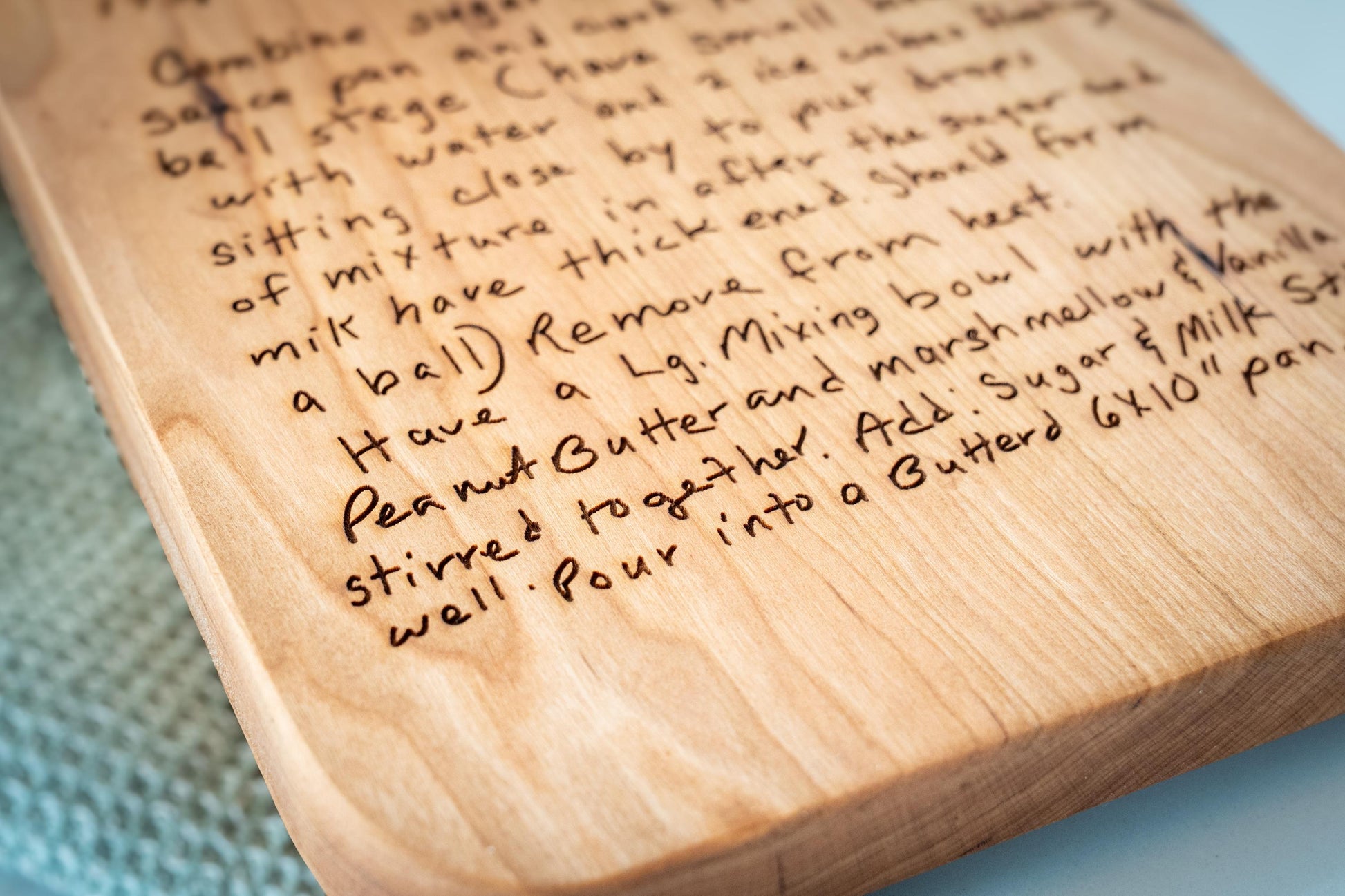 Personalized Handwritten Recipe Cutting Board: Acacia Wood Family Keepsake - Christmas Gift