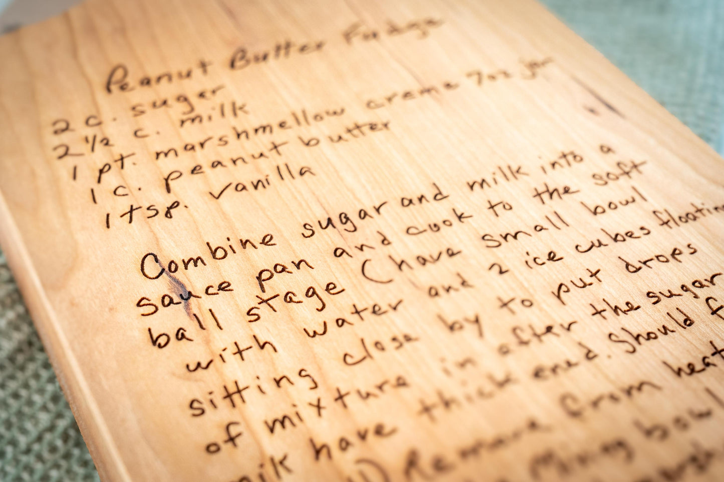 Personalized Handwritten Recipe Cutting Board: Acacia Wood Family Keepsake - Christmas Gift