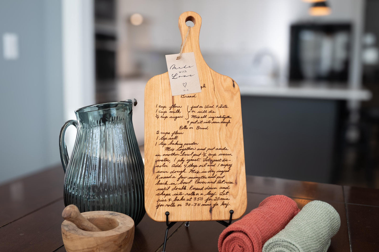 Personalized Engraved Acacia Wood Recipe Cutting Board: Handwritten Keepsake - Christmas Gift