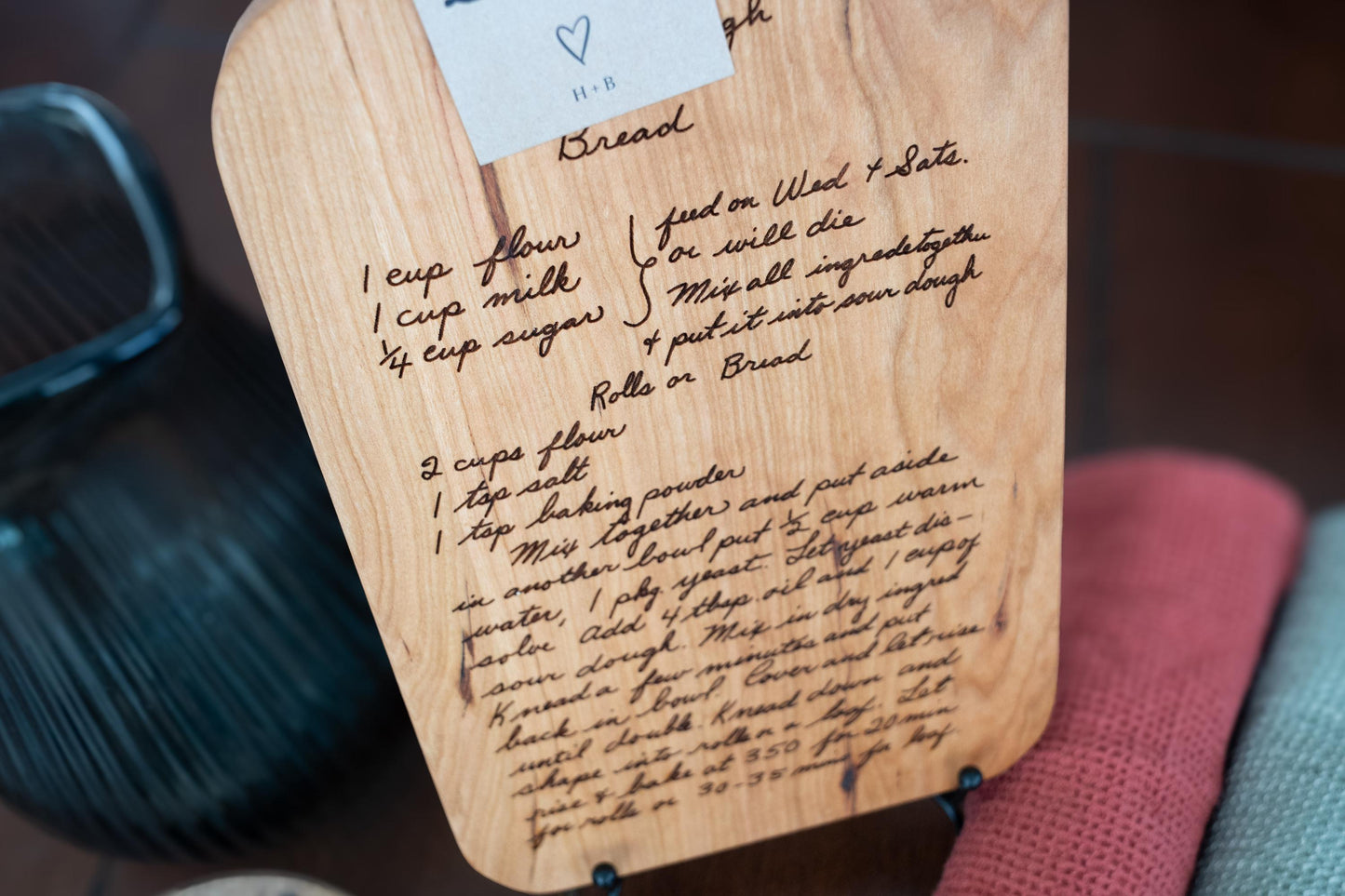 Personalized Engraved Cherry Wood Recipe Cutting Board: Handwritten Keepsake - Christmas Gift
