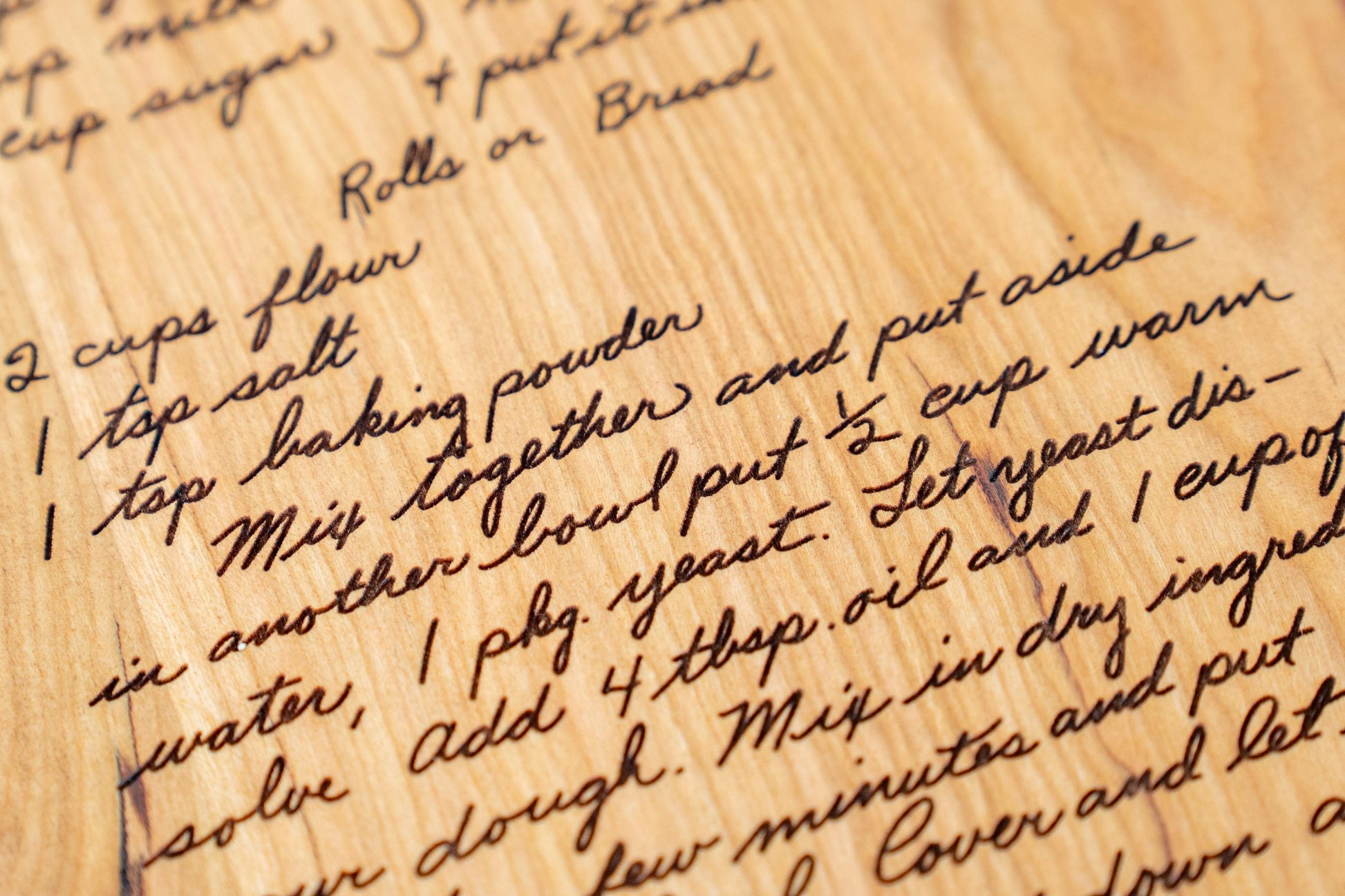 Personalized Engraved Cherry Wood Recipe Cutting Board: Handwritten Keepsake - Christmas Gift
