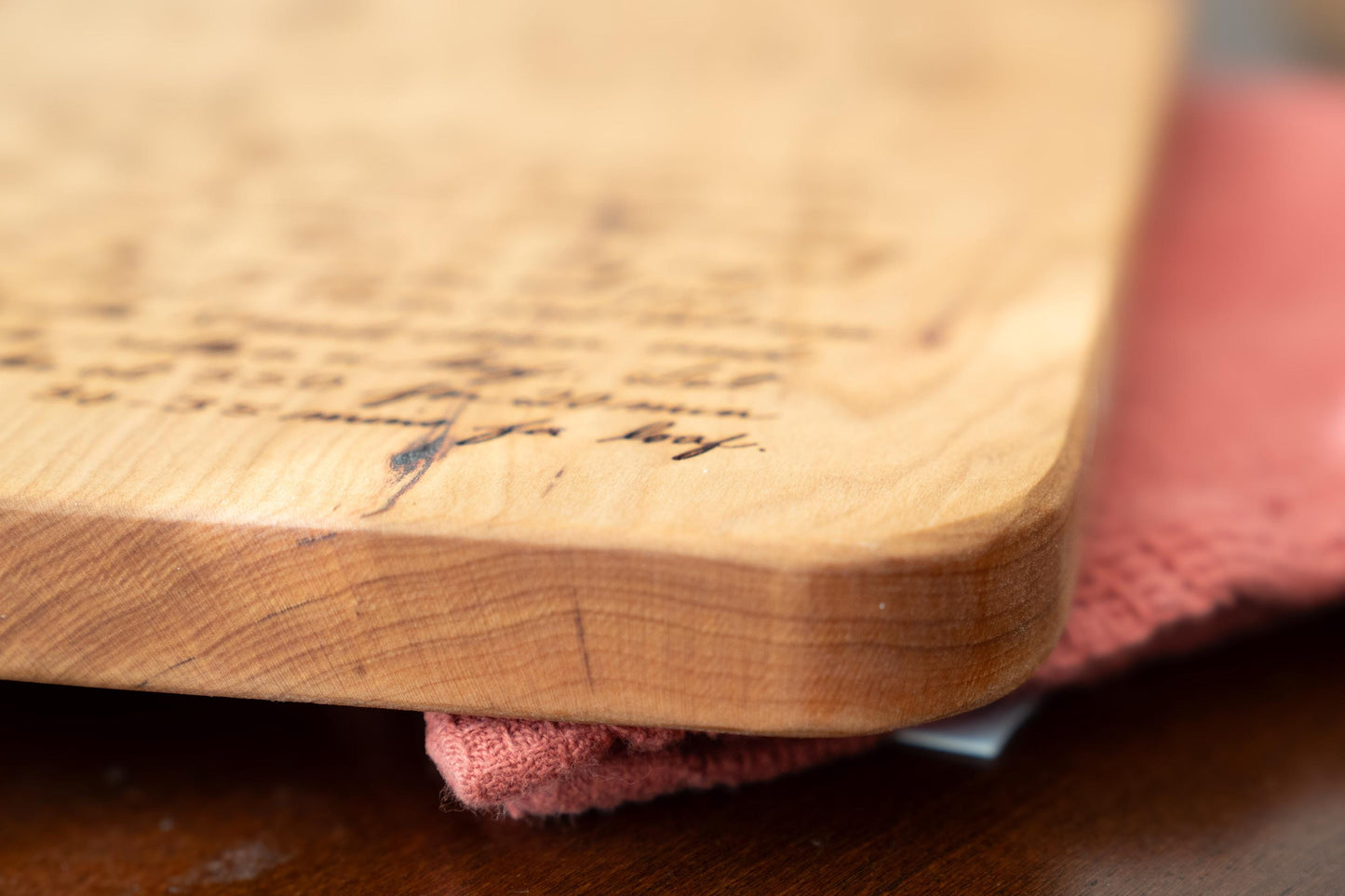 Personalized Engraved Cherry Wood Recipe Cutting Board: Handwritten Keepsake - Christmas Gift