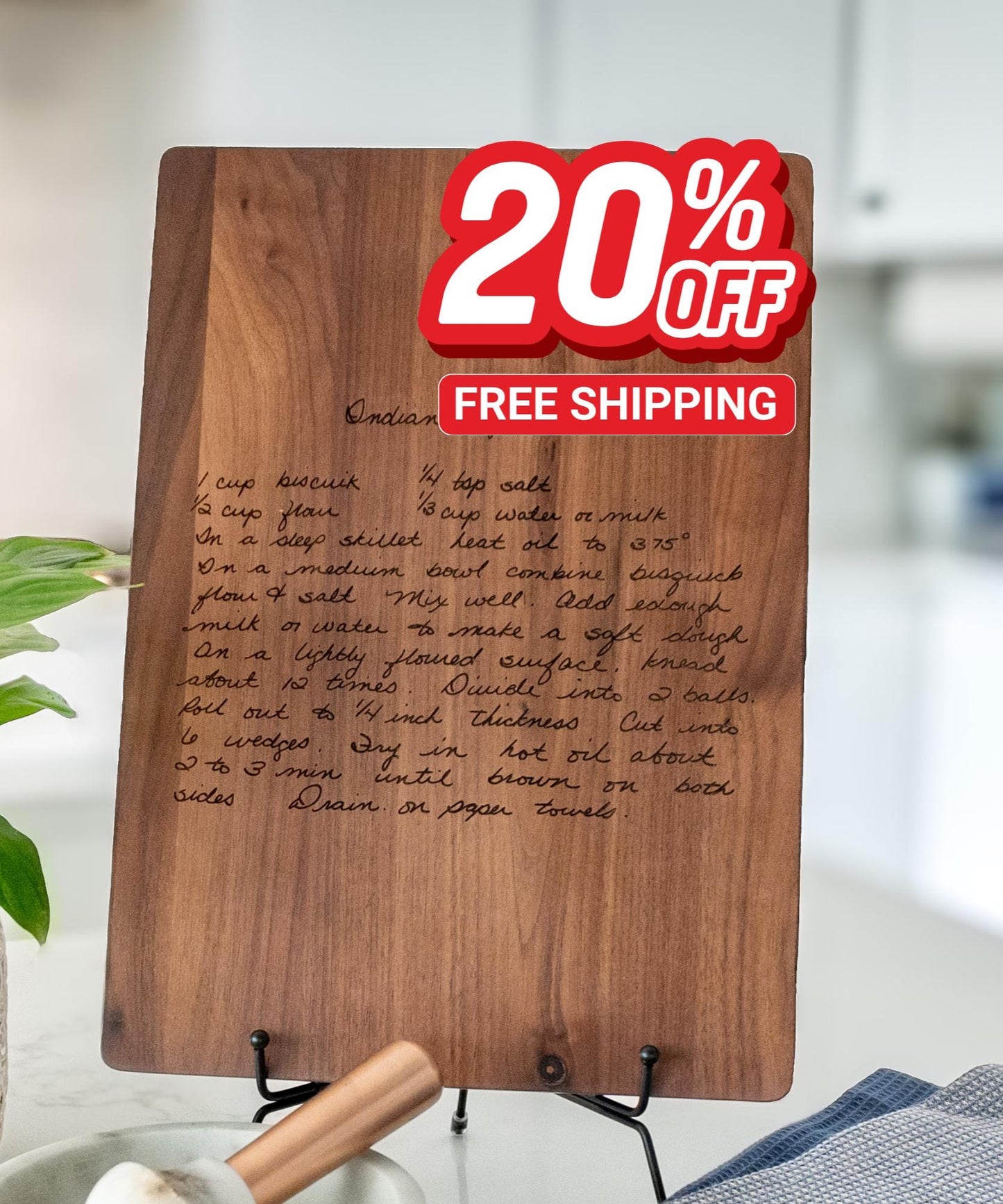 Walnut Cutting Board with Recipe engraving personalized.