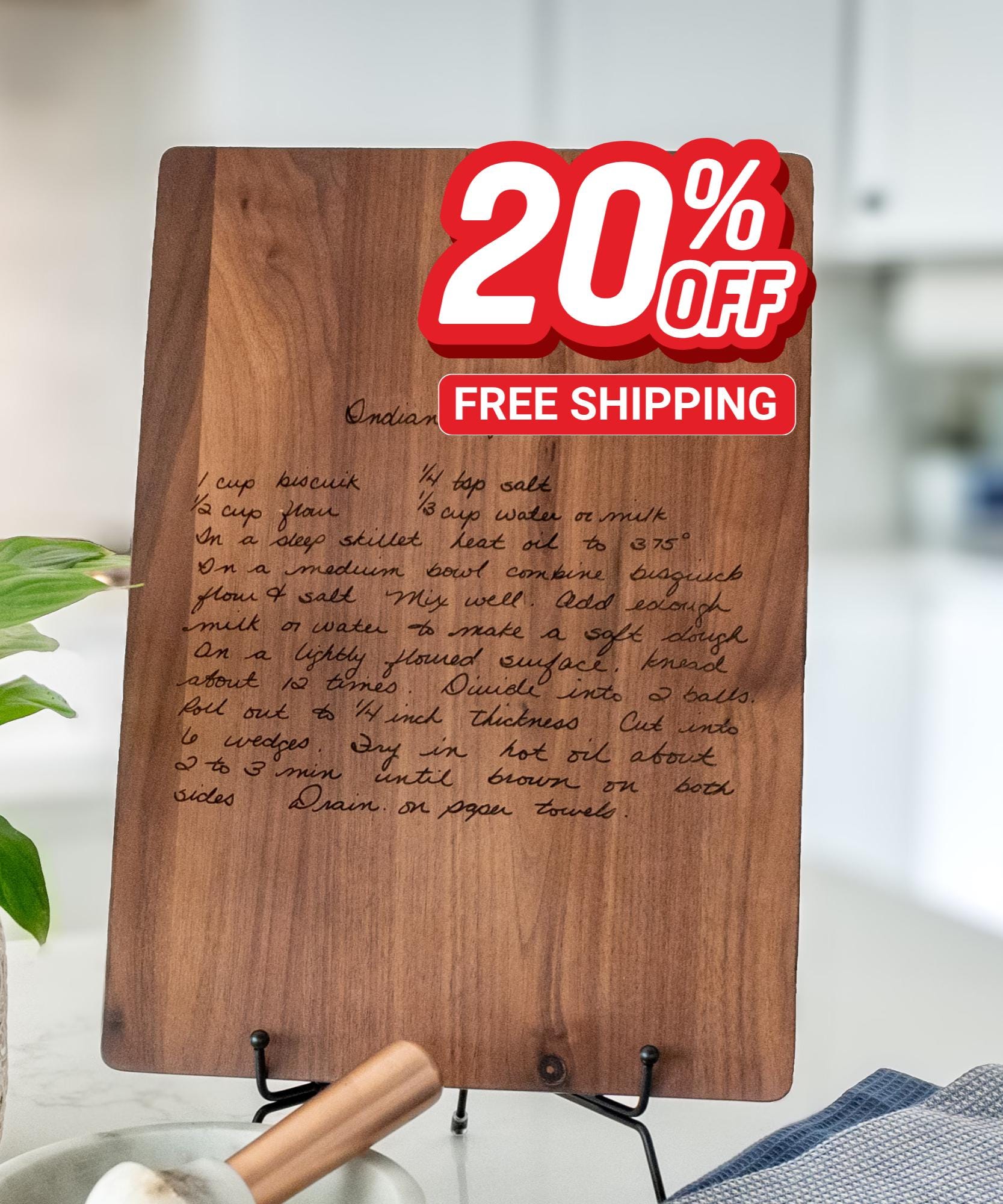 Walnut Cutting Board with Recipe engraving personalized.