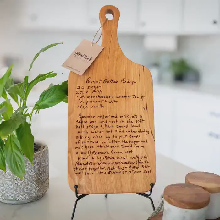 Personalized Handwritten Recipe Cutting Board: Cherry Wood Family Keepsake