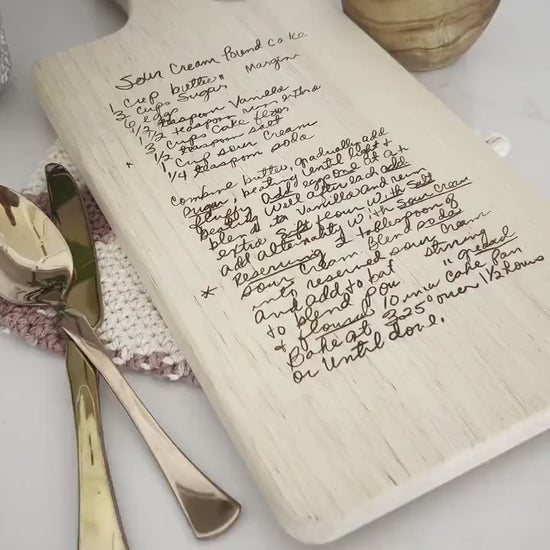 Personalized Recipe Cutting Board Regular Size: Engraved Handwritten Family Keepsake - Christmas Gift
