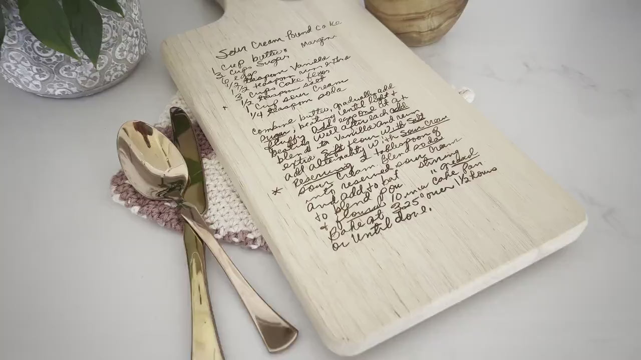 Personalized Recipe Cutting Board Regular Size: Engraved Handwritten Family Keepsake - Christmas Gift