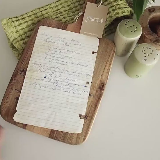 Personalized Engraved Acacia Cutting Board: Handwritten Recipe Keepsake - Christmas Gift
