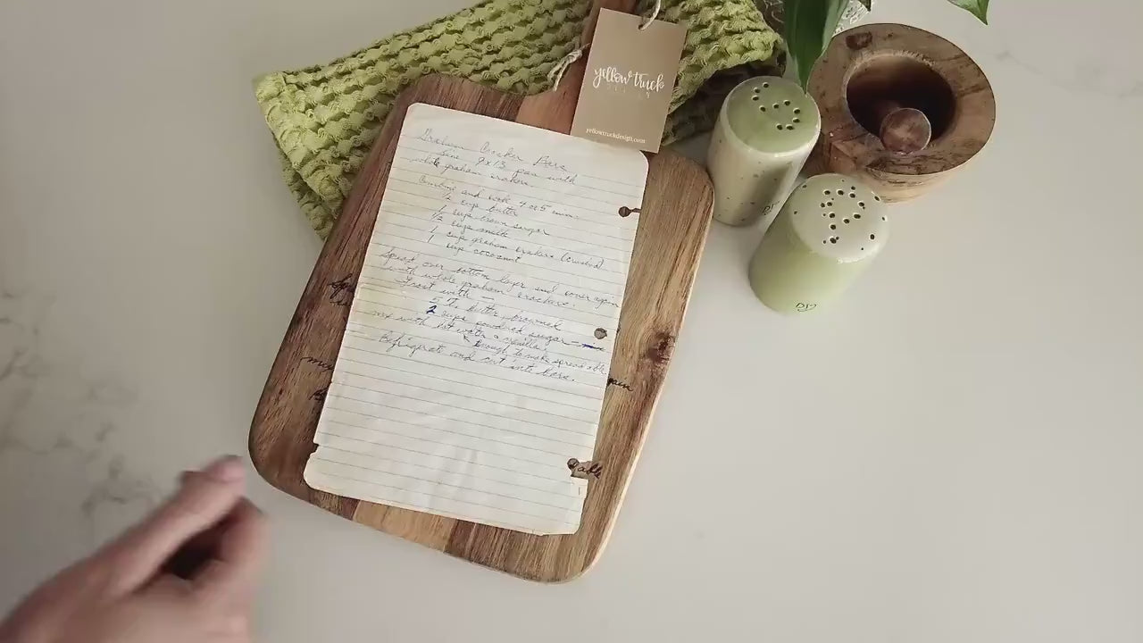 Personalized Engraved Acacia Cutting Board: Handwritten Recipe Keepsake - Christmas Gift