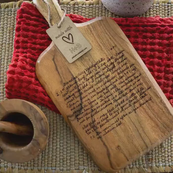 Personalized Handwritten Recipe Cutting Board: Engraved Acacia Wood Keepsake Best Christmas Gift